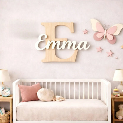 1pc Wooden Double-layer Letter Door Sign, Customized Name/letter,Personalized Children's Room Decoration,Baby Name Sign