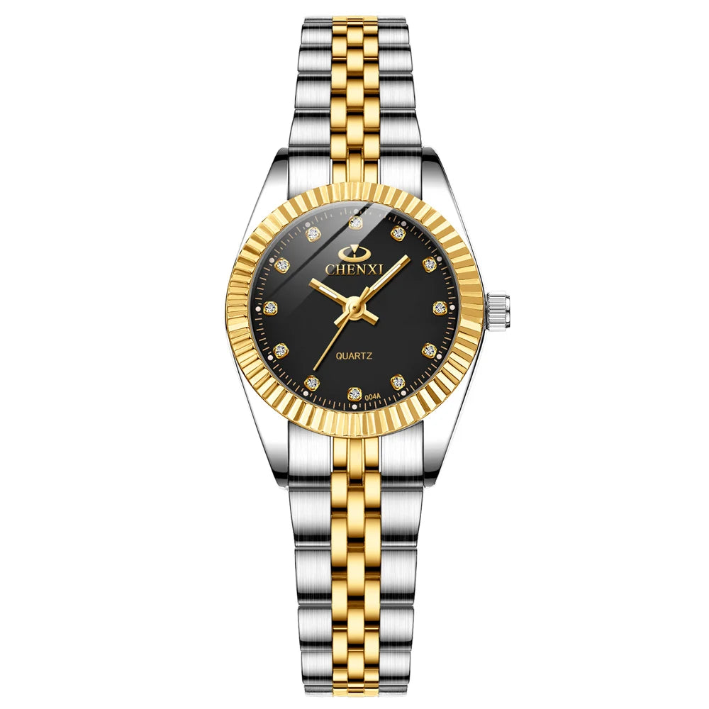 CHENXI Hot Sale Luxury Women's Golden Stainless Steel Small Dial Watch Quartz Charm Dress Trendy Wristwatch for Fashion Lady