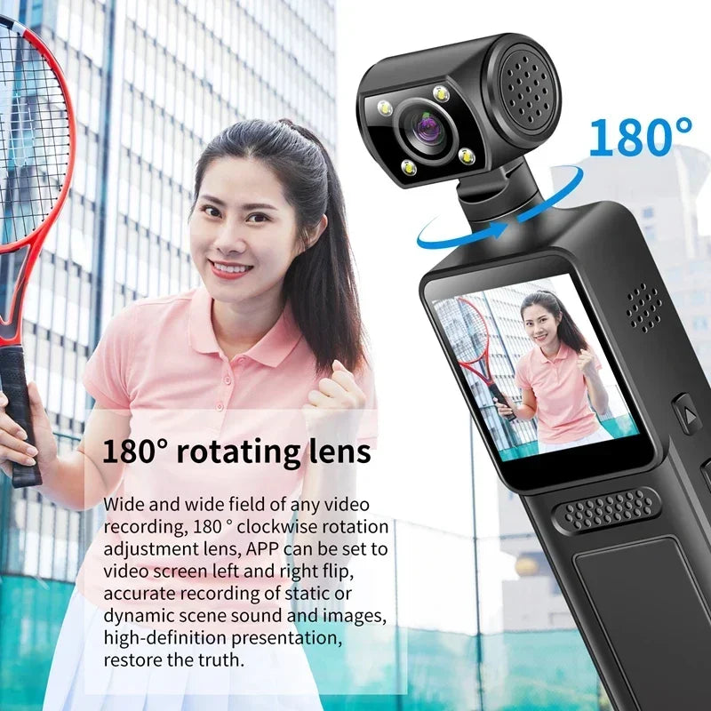 Lenovo 8K HD Handheld Pocket Camera 180 ° Rotating Mini Portable Camera Wearable Night Vision Outdoor Sports Camera 2026 New