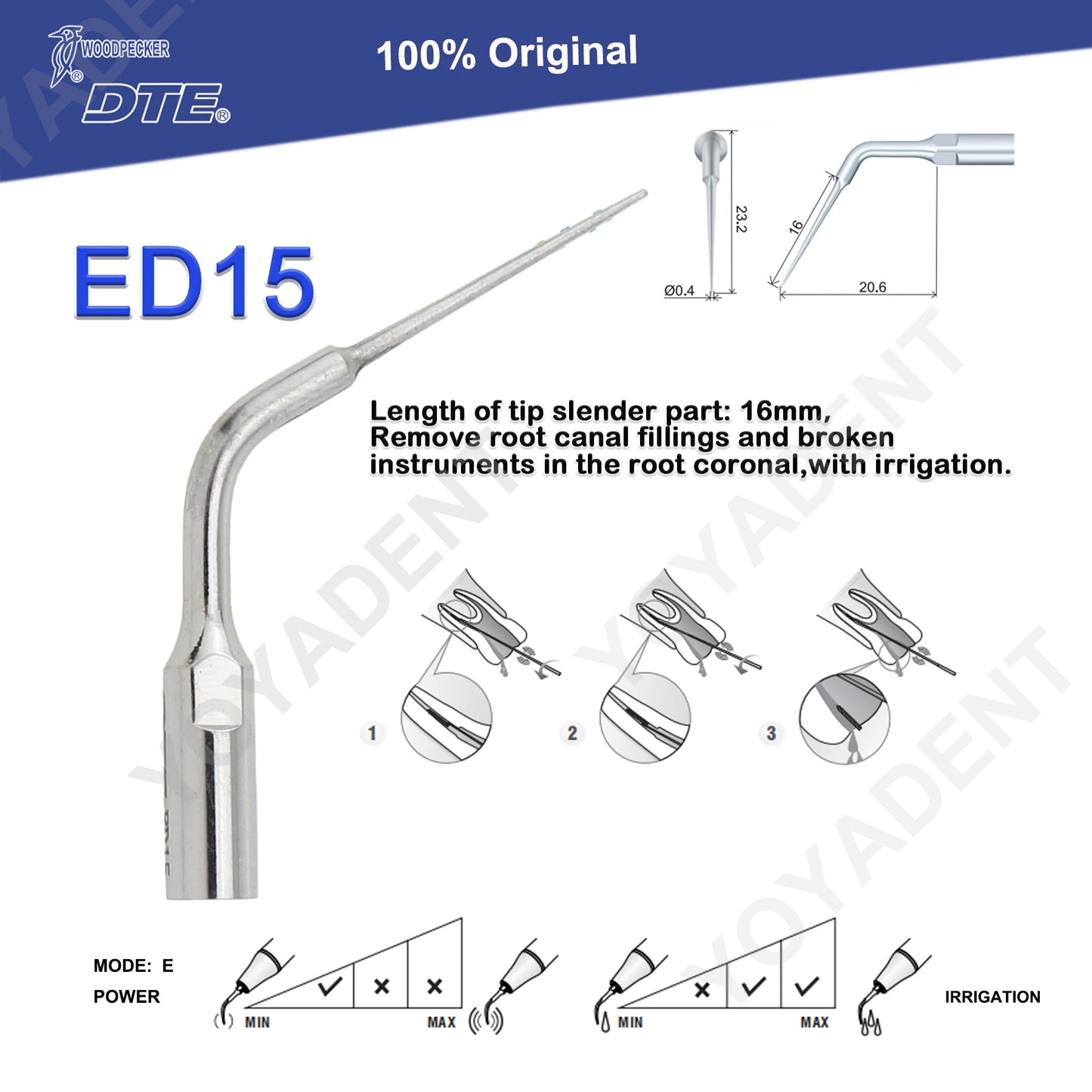 Woodpecker DTE Dental Endo Tips Ultrasonic Scaler Tips Scaling Tips ED-Series Fit NSK SATELEC Scaler Handpiece Dentistry Product