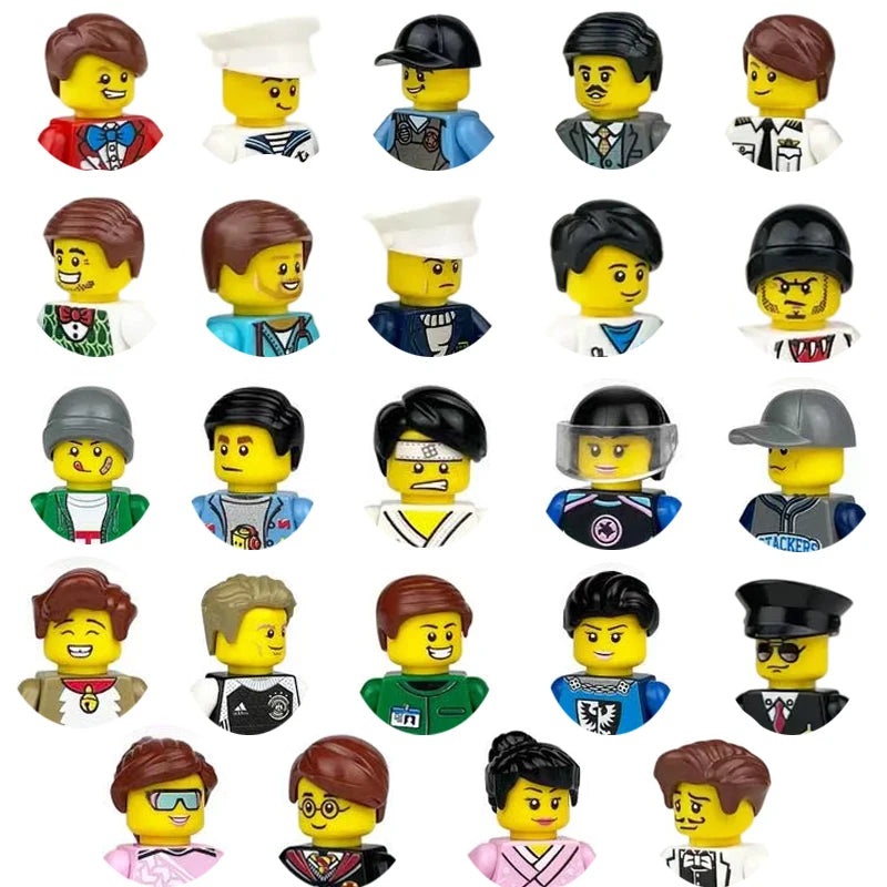 City character building block figure set, little block people, block accessories, engineer, doctor, firefighter, kids' toy