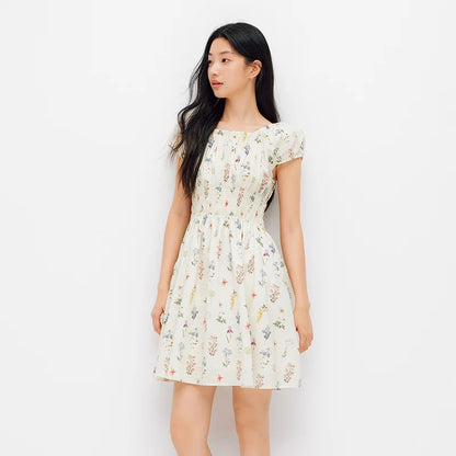 Semir Women Dress Bowknot Waist Print Floral Dress 2026 Summer Sweet Casual Style