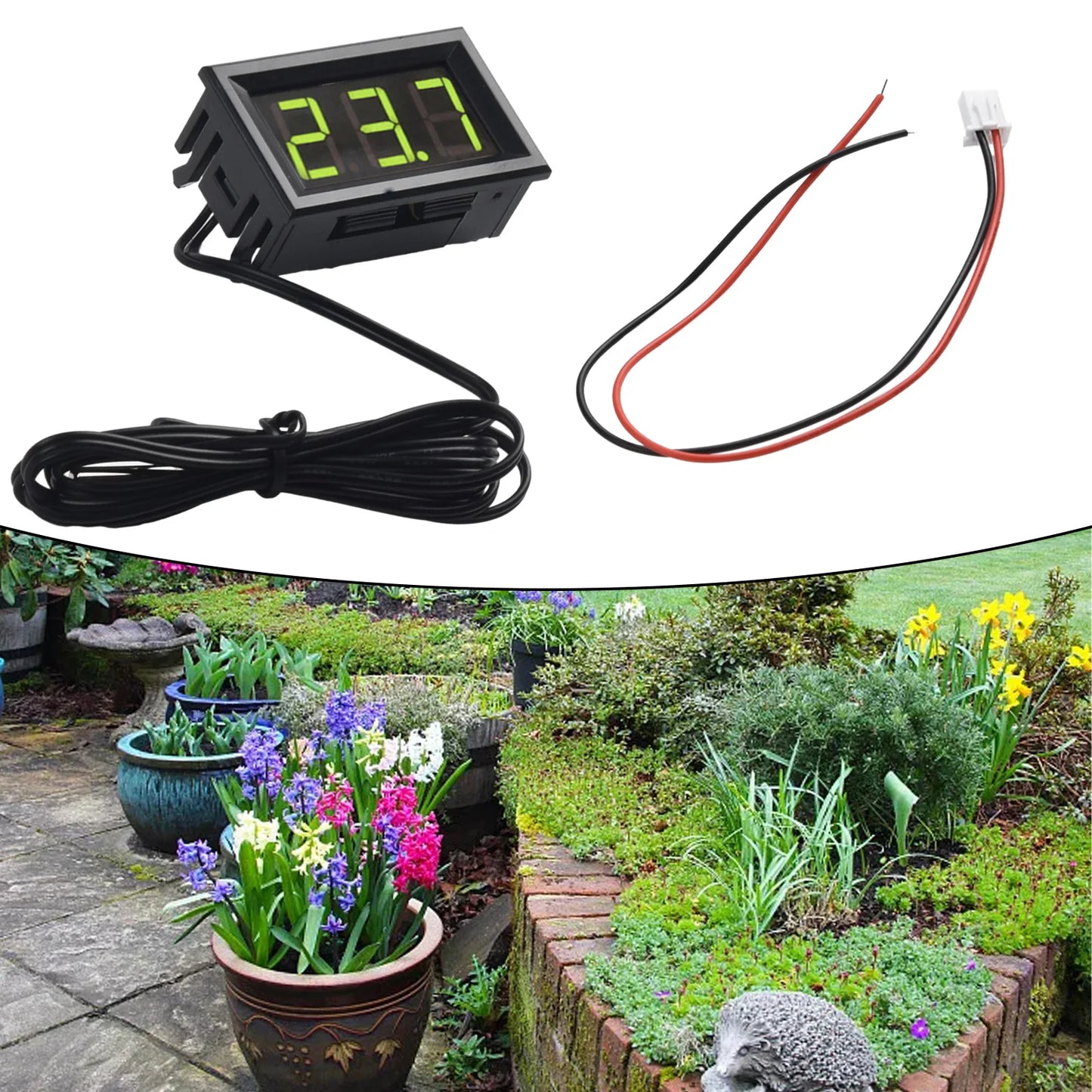 1*Digital Thermometer With Probe LED -50~110°C DC 5-12V Car Temperature Panel Meter Gauge  Instrument Parts & Accessories