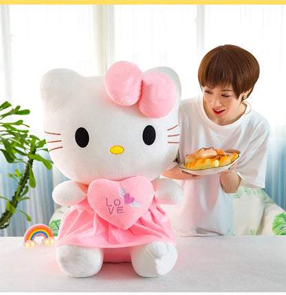 Sanrio Kitty Plush Toys Pillow 25cm Kawaii Anime KT Cat Plush Doll Soft Stuffed Cartoon Cute Pink Doll Birthday Gift For Girls