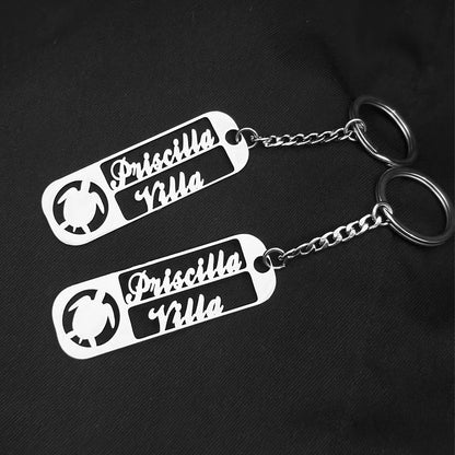 Customized Logo Name Number Plate Keychain Stainless Pteel Private Customized Jewelry Key Anti-lost Pendant Gift For Man Women