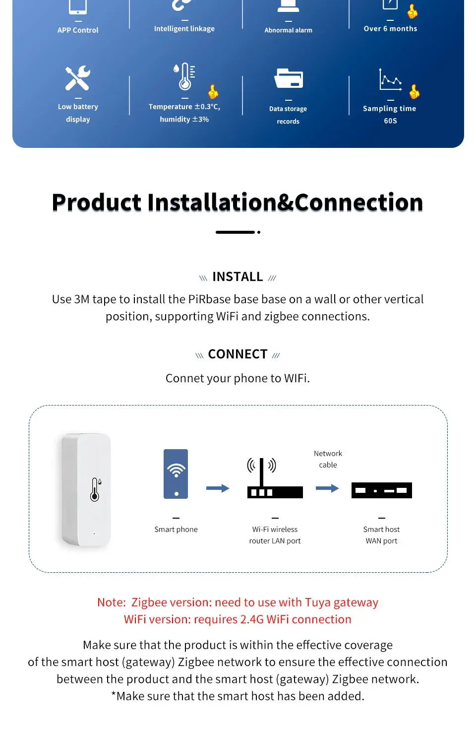 Tuya Zigbee Temperature And Humidity Sensor Indoor Thermometer For Home Work With Alexa Google Home Assistant zigbee gateway