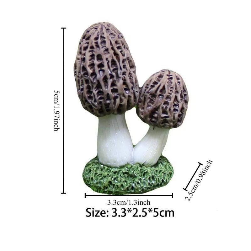 2Pcs Creative Garden Decor Artificial Gift Simulation Mushroom Statue Resin Home Decoration