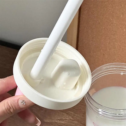 500/700Ml Pink Bow Water Cup With Straw Coffee Bubble Milk Tea Plastic Cup Large Capacity Students Water Bottle Straw Bottle