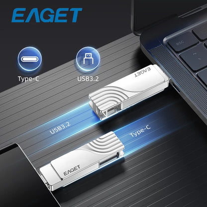 EAGET CF30 USB 3. 2 Type C To USB Flash Drive Pen Drive 1T 32GB 2 in 1 USB 3.2 Memory Stick Flash Disk Type-C Pendrive