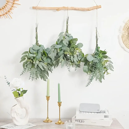 50/90PCS Artificial Flowers Bouquets Mixed Eucalyptus Leaves Willow Silver Eucalyptus Cuttings for Wedding Floral DIY Home Decor