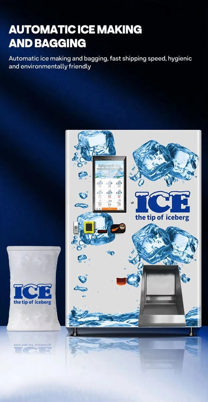 Customized Automatic Bagging and Sealing Packaging Ice Vending Machine, Reverse Osmosis Water Ice Vending Machine