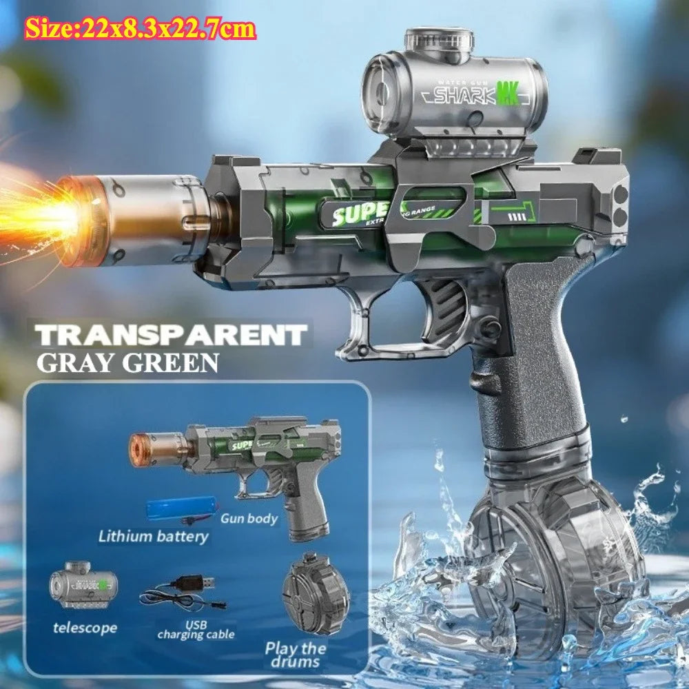 MP5K Full Automatic Water Gun Toy with Retractable Stock Linked Recoil Mechanism Water Pistol Summer Outdoor Beach Shooting Game