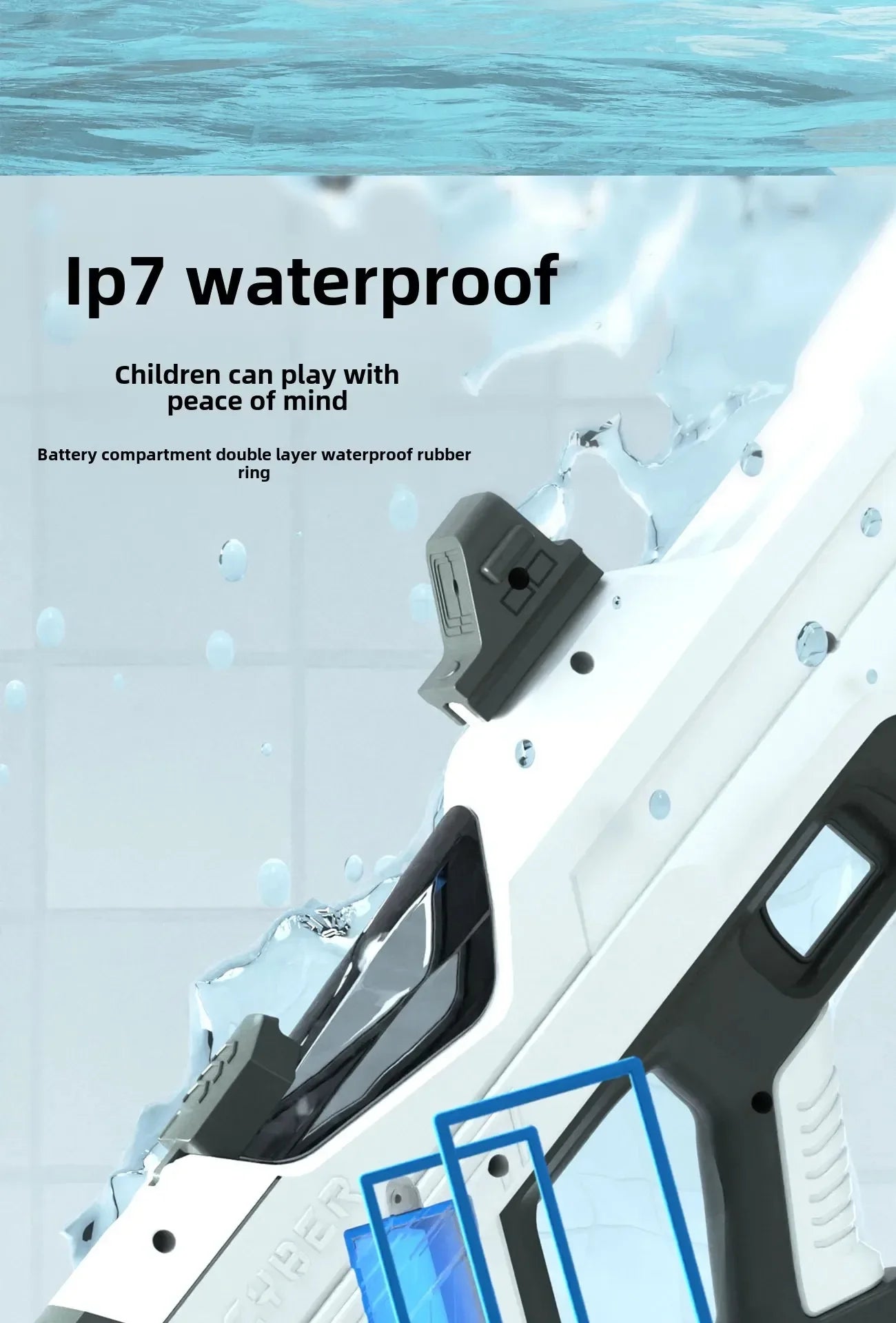 Electric continuous water gun fully automatic water absorption large capacity outdoor battles  summer water fights children toys