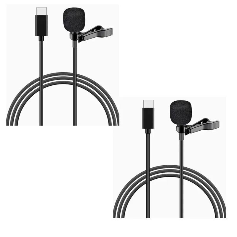 MC01 Portable 1.5m Wired Mini Microphone Type C For Phone PC Laptop Metal Clip-on Lavalier USB mic 3.5mm Condenser Microphone
