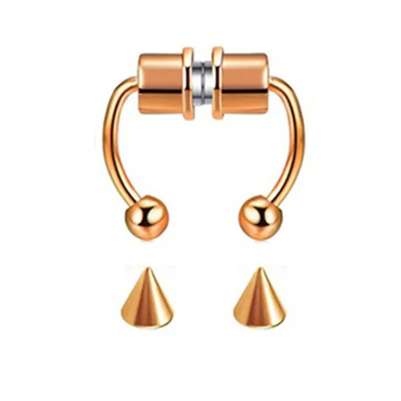 2025 Trendy Piercing Free Magnetic Nose Ring Stainless Steel Horseshoe Non Pierced Goth Punk Fake Hoop Clip on Jewelry Gift