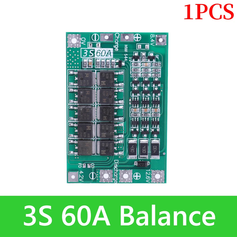 BMS 3S/4S 5A 10A 20A 25A 40A 60A Płytka zabezpieczająca ładowarkę do akumulatorów litowo-jonowych 18650 do wiertarki 12 V z funkcją wzmocnienia/balansu