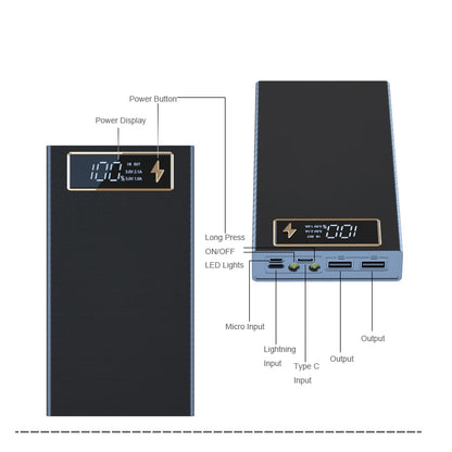 6* 18650 Power Bank Case Wireless Fast Charge PD CX6 For Smart Phone Charging Flashlight Dual USB DIY Battery Storage Boxes