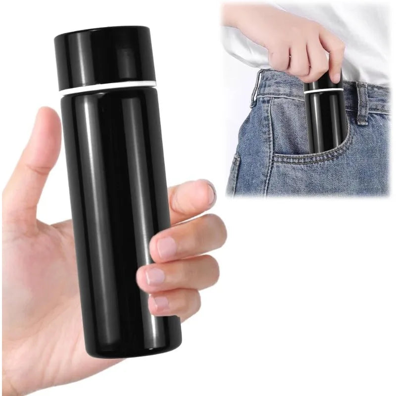Thermos Cup Water Bottle Hot Drink Stainless Steel Small Capacity Bottle Travel Cup Portable 150ml Mini Cute Coffee Bottle Black