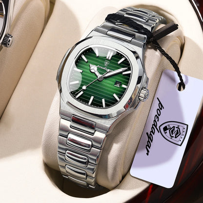 POEDAGAR Fashion Square Watches For Woman Waterproof Luminous Date Ladies Watch Stainless Steel Luxury Quartz Women's Wristwatch