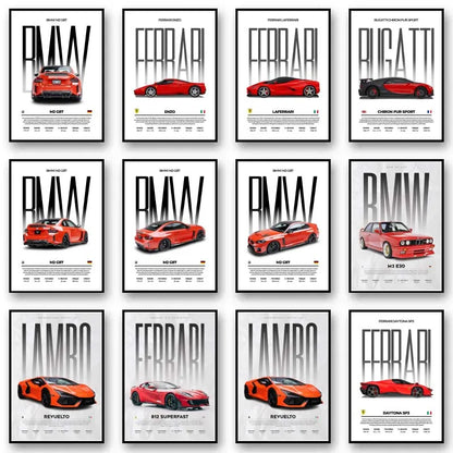 Classic Red Performance Sports Car Wall Art M3 F40 812 FS90 Luxury Car HD Canvas Print Poster Home Living Room Bedroom No Frame