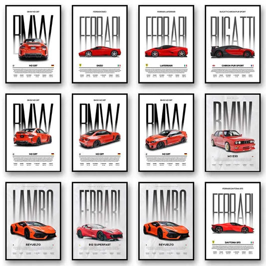 Classic Red Performance Sports Car Wall Art M3 F40 812 FS90 Luxury Car HD Canvas Print Poster Home Living Room Bedroom No Frame
