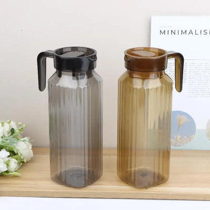 1.1L Large Capacity Ribbed Pitcher With Lid And Handle Transparent Water Jug Drink Storage Pot For Home And Office Use