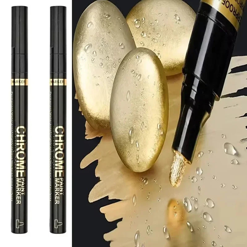 5/1 szt. Marker chromowy Lustrzany wodoodporny do napraw malarskich na skałach, ceramice, szkle, metalu Złoty/Srebrny 2mm stalówka