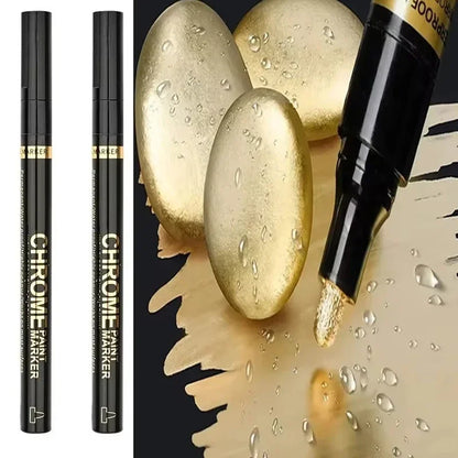 5/1 szt. Marker chromowy Lustrzany wodoodporny do napraw malarskich na skałach, ceramice, szkle, metalu Złoty/Srebrny 2mm stalówka