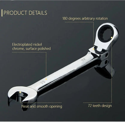 Flex-Head Ratcheting Combination Wrench Set SAE 1/4''-13/16'' Premium 72-Teeth Gear Chrome Organizer Auto Repair Tool