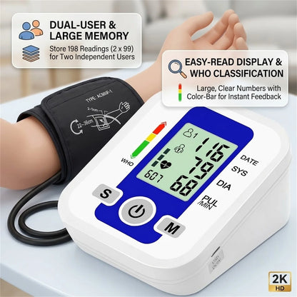 Automatic Arm Blood Pressure Monitor LCD Pressure Sensor Monitor BP Automatic Tonometer Digital Tensiometer LED Display Cuff