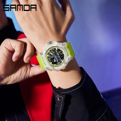 SANDA 3367 Men's Electronic Watch Large Dial Multi Functional Outdoor Waterproof Student Sports Electronic Watch