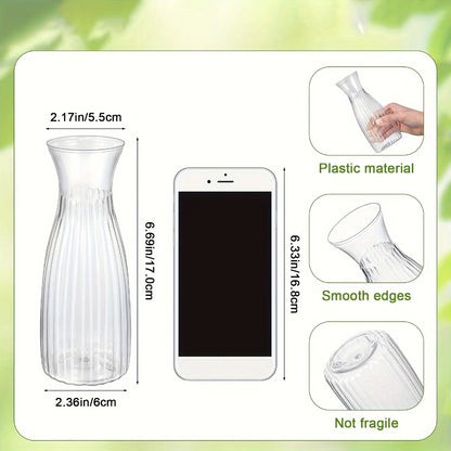 Striped Design Clear Plastic Vases for DIY Floral Arrangements Durable Home Wedding Table Centerpiece Decor