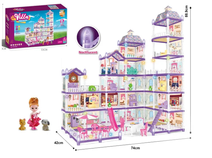 Girls Villa Castle Model Building Block Sets  DIY Bricks Toys  Doll house Villa Children Pretend Play Toys for Girls Gift