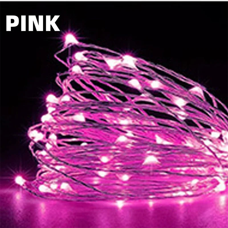 USB LED Lampki Choinkowe Drucik Miedziany Sznur 20M 200LED Świąteczne Zewnętrzne Girlandy na Choinkę Dekoracja na Wesele Przyjęcie