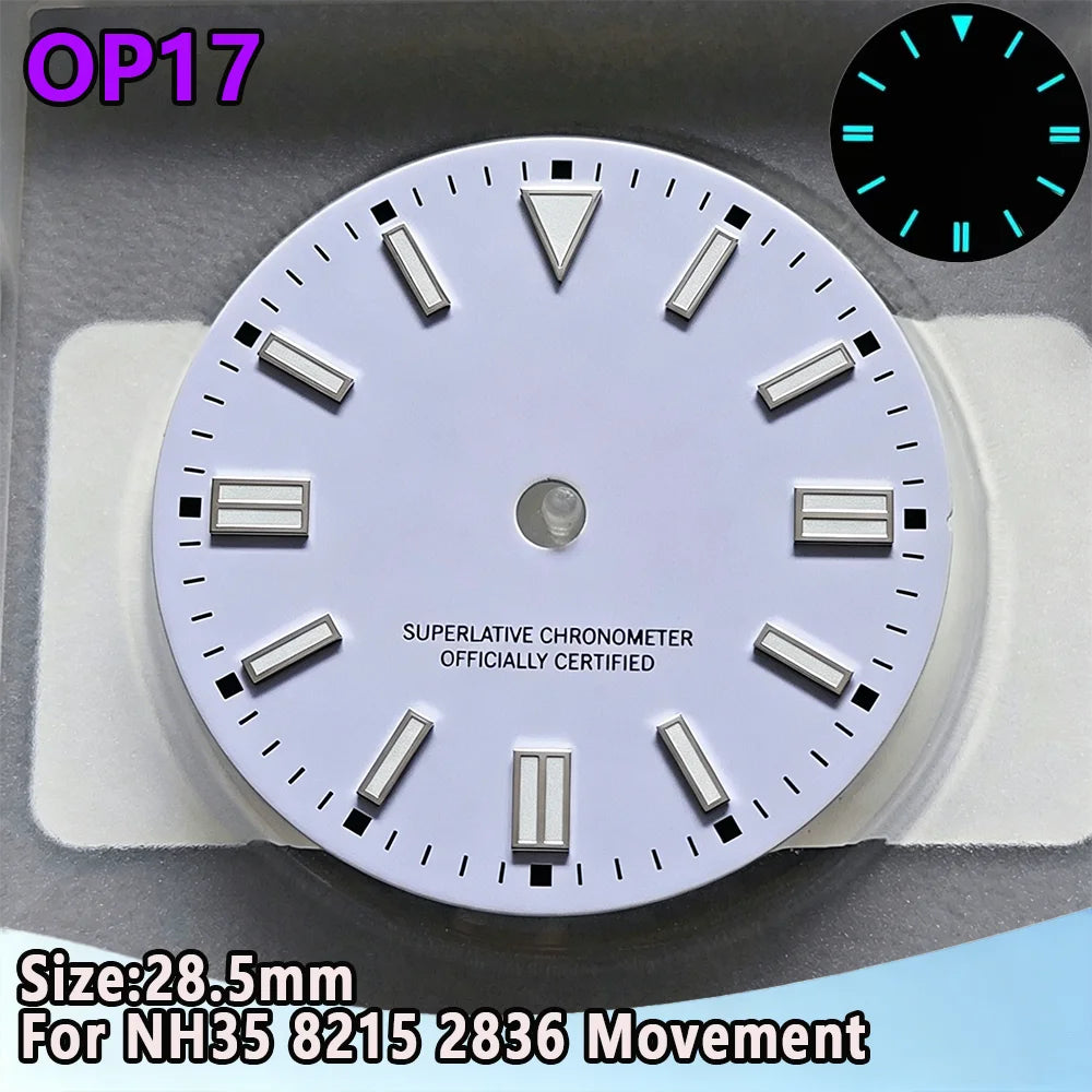 28.5mm NH35 Watch Dial Luminous Dials Single Calendar Dial Suitable For NH35 Movement Can Support DIY Dial Customization Logo
