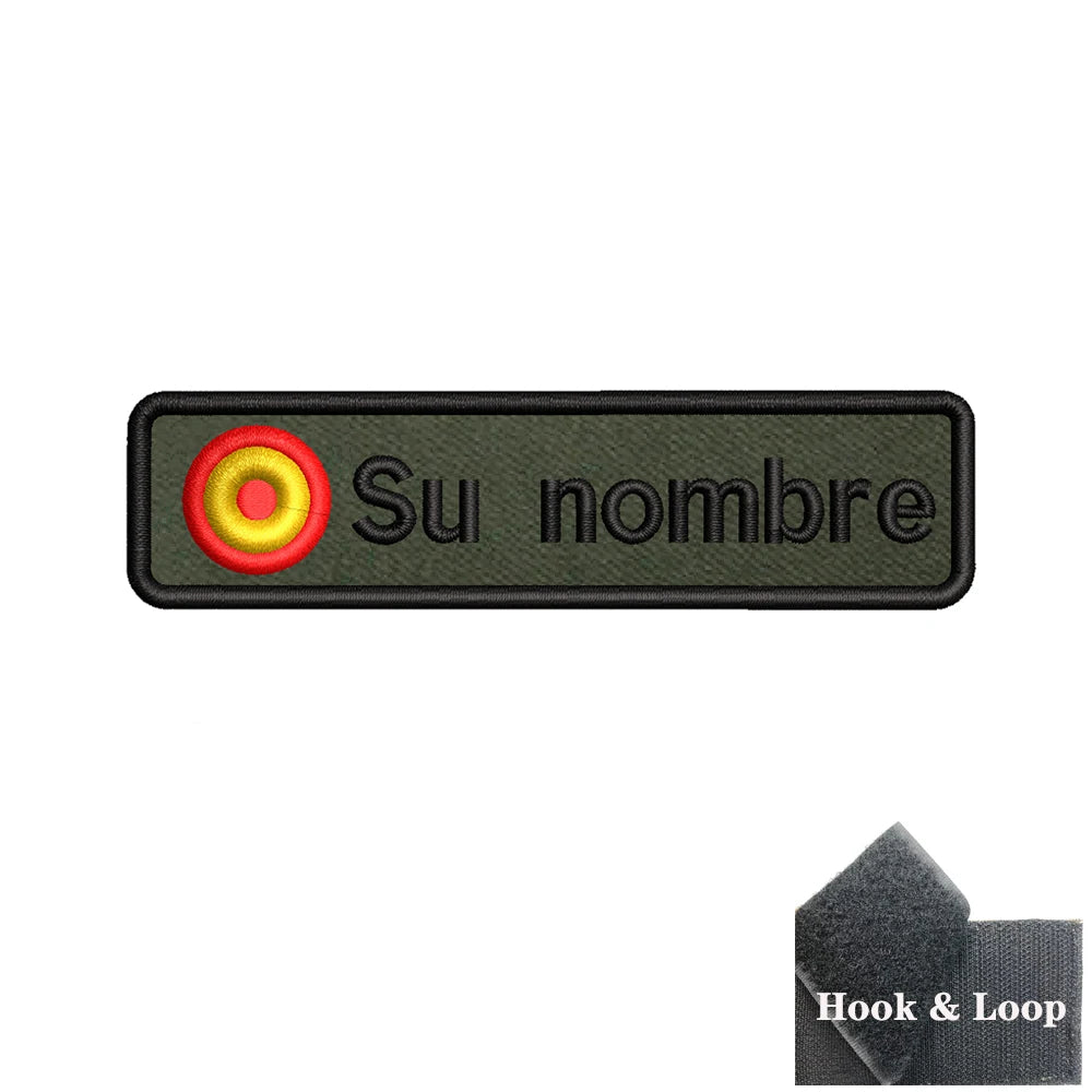 1PC 10cmX2.5cm Custom Name Flag Patch Badge Iron On Hook Loop Army green Netherlands Germany Russia France Belgium Italy Spain