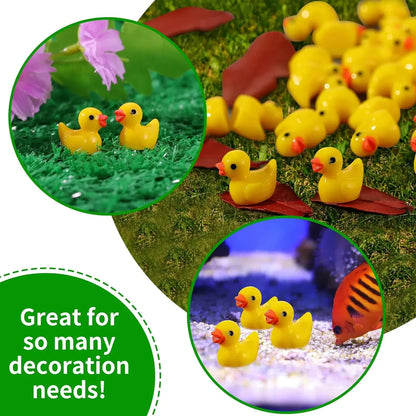 100/50Pcs Resin Mini Duck Miniature Figurines Ornaments Decor Yellow Animal Garden Crafts Tiny Duck Landscape Plants Fairy