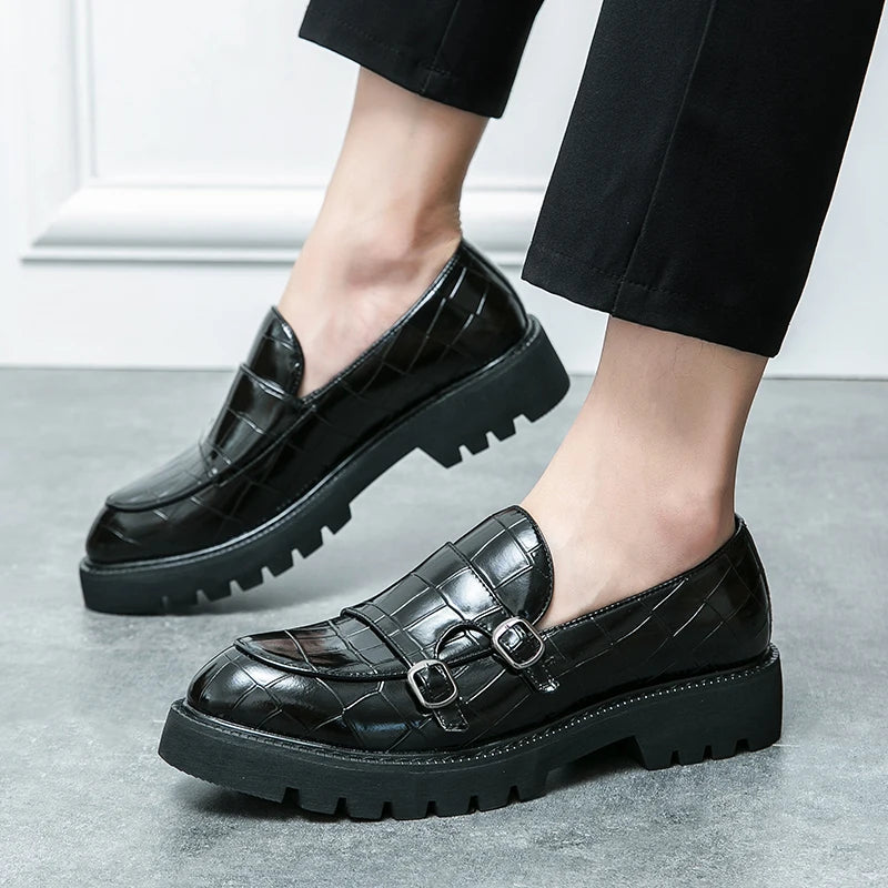 Platform Loafers Men Classic Casual Leather Shoes Men Dress Wedding Casual Business Shoes For Men Party Social Office Loafers