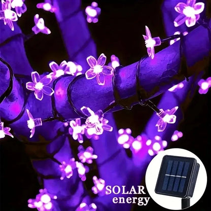 Outdoor Solar Led String Lights Cherry Flowers  Light Strings 8 Lighting Modes Solar Lamp for Camping Wedding Christmas Decor