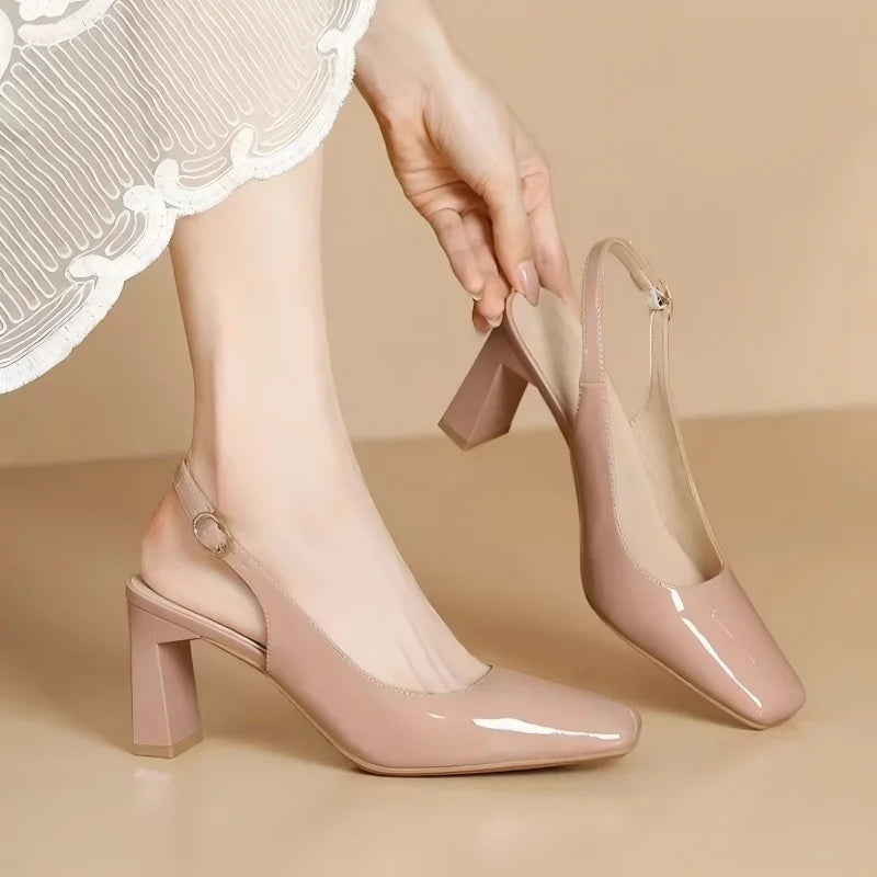 2026 Summer New Fashion Square Toe High Heel Sandals for Women - Closed Toe Breathable Comfortable Elegant Sexy Dress Shoes