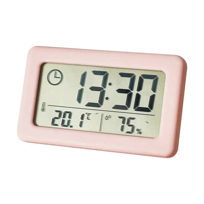 Mini Digital Clock Temperature Humidity Portable Watch Clock Thermometer Hygrometer 12/24 Hours Battery Powered Clock Home Table