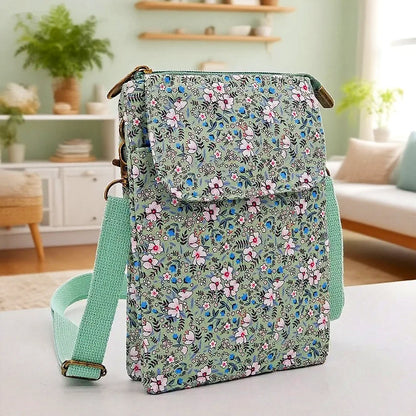 Versatile Print New Oil Painting Series 5-Layer Crossbody Phone Bag Rustic Fabric Women's Handbag Lightweight and Easy-to-Match