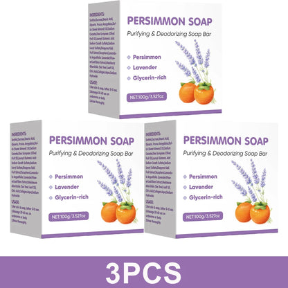 Persimmon Soap Bar For Men and Women,Japanese Persimmon & Lavender Extract,Gentle Cleaning,Natural Body Odor Soap,100g
