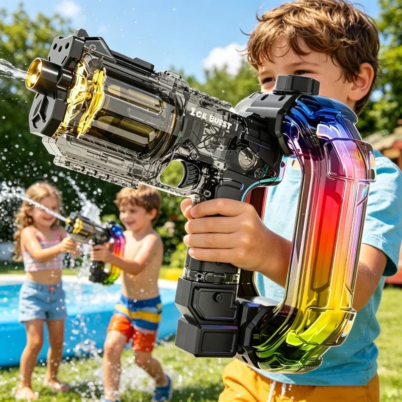 LED Lights Simulated Firing Electric Water Gun Children Large Capacity Automatic Water Blaster Toys for Kids Summer Outdoor Game