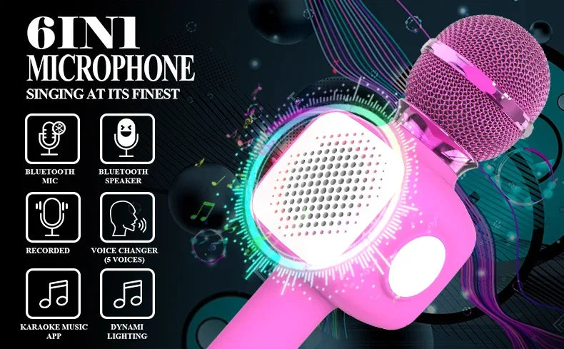 Microphone for Kids Child Microphones Wireless Bluetooth Karaoke Microphone Boys Girls Gift Birthday Thanksgiving Christmas