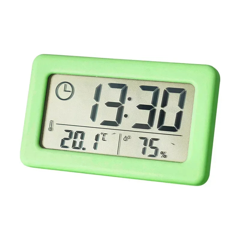 Mini Digital Clock Temperature Humidity Portable Watch Clock Thermometer Hygrometer 12/24 Hours Battery Powered Clock Home Table