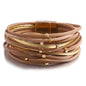 ALLYES Charm Triple Color Leather Bracelet for Women Bohemian Metal Beads Multilayer Thin Strip Wrap Bracelets Fashion Jewelry