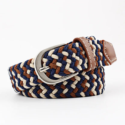 2.5cmx100cm Unisex Extended Elastic Knitted Thin Belt Women's Needle Button Canvas Jeans Student  Canvas Elastic Belt for Women