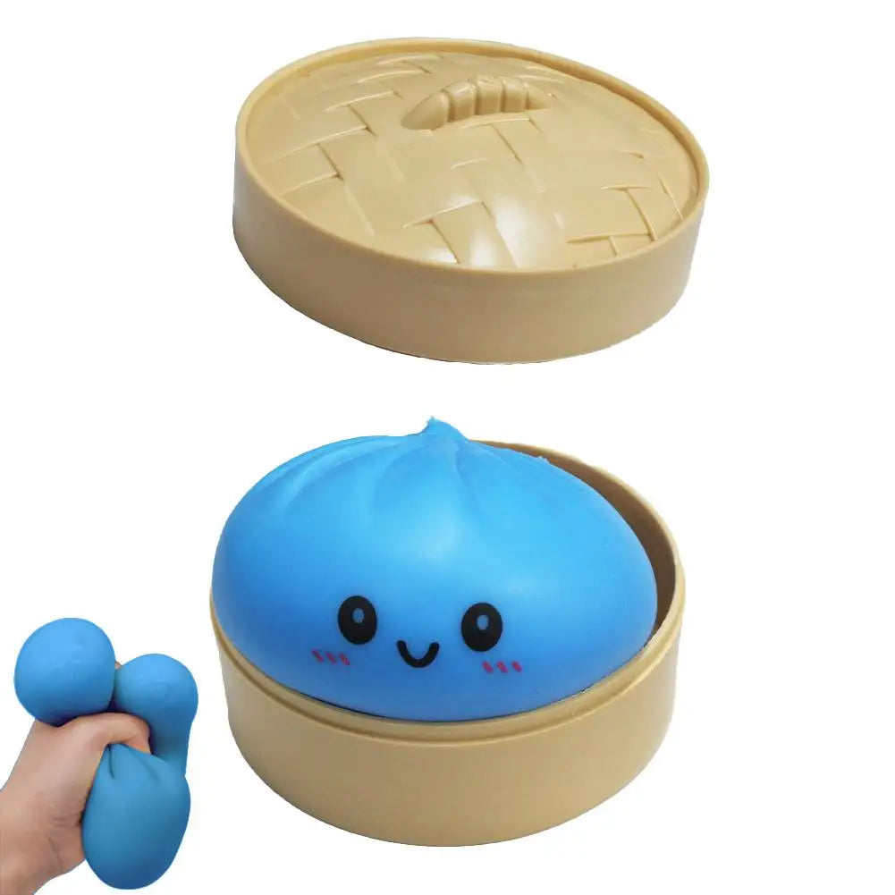 Simulation Flash Dumpling Pressure Ball Slow Rebound Soft Pinch Decompression Squishy Stress Relief Balls with Steamer