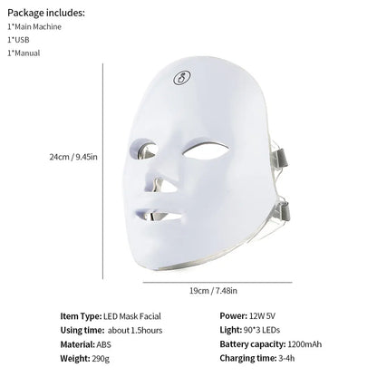 Face and Neck Beauty Machine LED Facial Mask Photon Neck Mask with 7 Colors Skin Care Massager